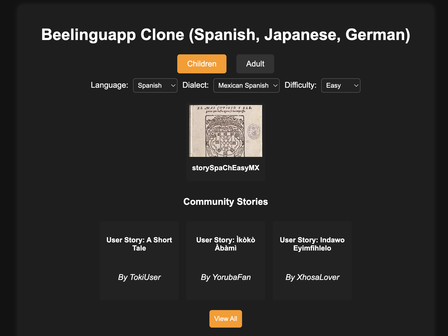 Initial Prototype of the Community Story Page
